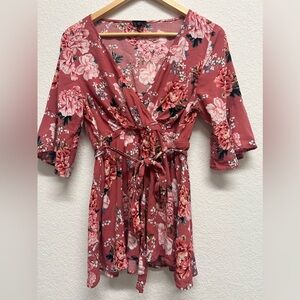 *Torrid Lily Pink Floral Babydoll Challis Surplice Top Romantic 00